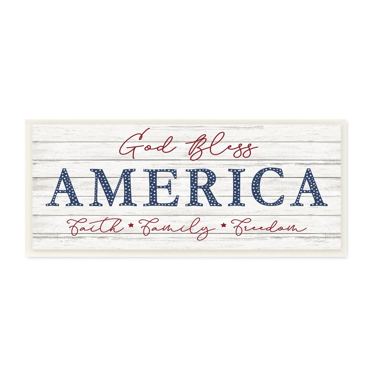 Stupell Industries God Bless America Faith Family Freedom Hanging Sign Wall Plaque Art